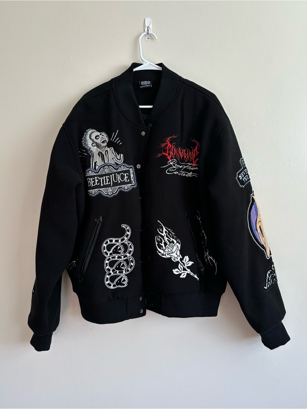 Civil Regime X Beetle Juice Ghost Varsity Jacket Size XL